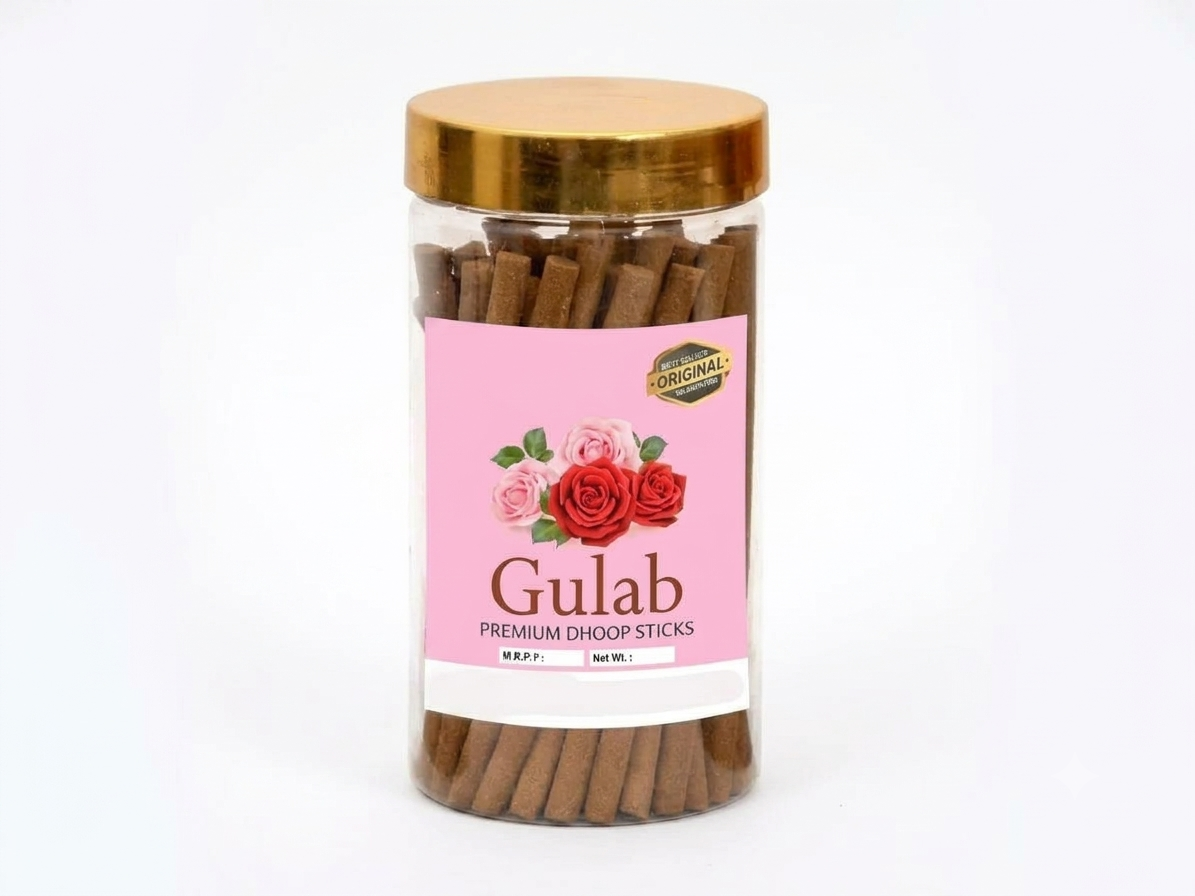 Premium Dhoop Batti Combo Pack of 3 – Rose, Chandan, Kapoor & Guggal Fragrance | 300g with Dhoop Holder