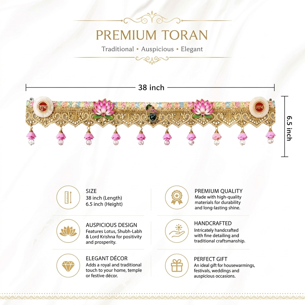 Shreenathji Door Hanging Toran – Handmade Festive Doorway Decoration for Home, Mandir & Entrance | 38 Inch