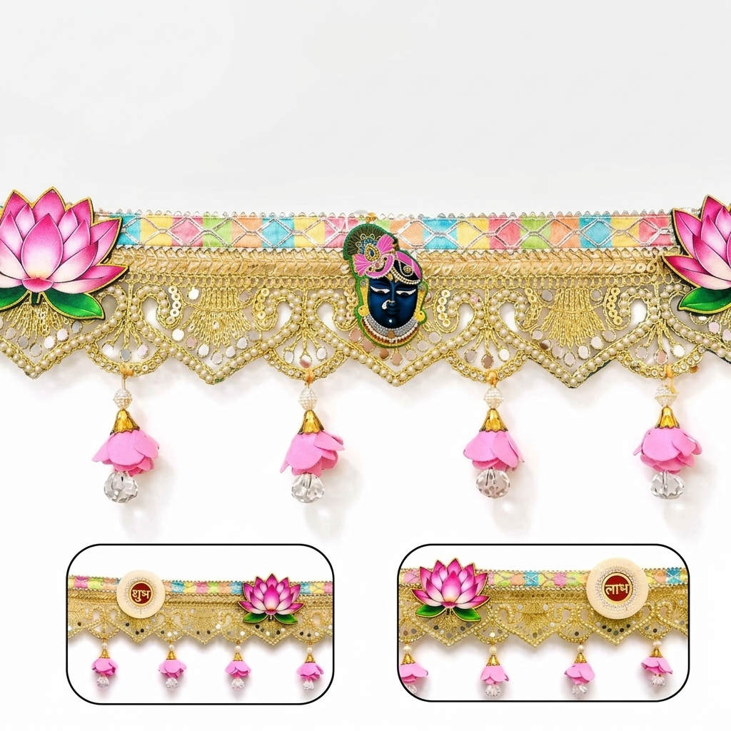 Shreenathji Door Hanging Toran – Handmade Festive Doorway Decoration for Home, Mandir & Entrance | 38 Inch