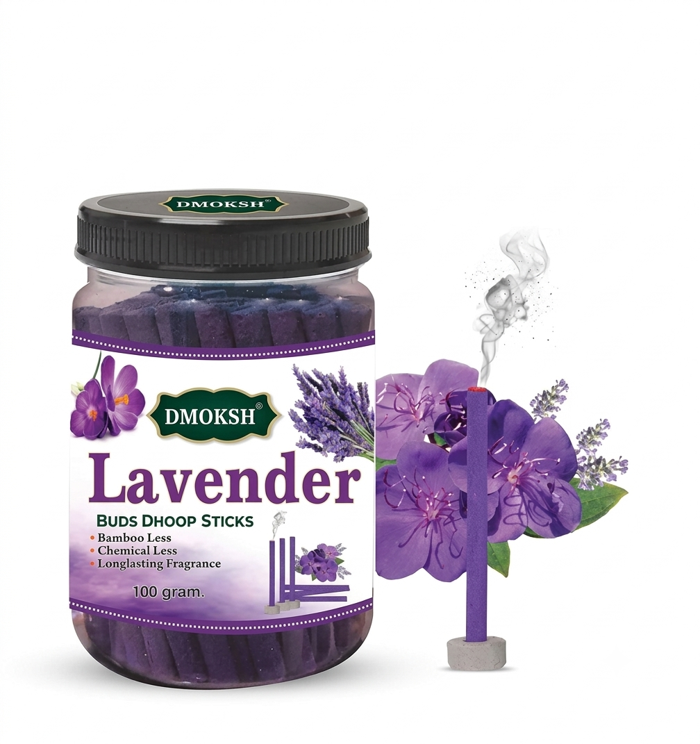 Lavender Dhoop, Mogra Cones & Ghee Diya Wicks Combo – Complete Puja Essentials Kit