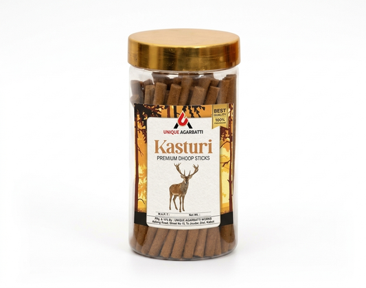 Premium Lavender, Chandan & Kasturi Dhoop Sticks – Charcoal-Free, Low-Smoke Incense with Holder