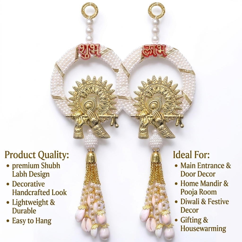 Shubh Labh Wall Hanging Decoration – Traditional Festive Decor for Main Door, Home Mandir & Pooja Room | 10 Inch
