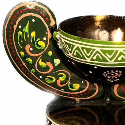 Handmade Ganesha Diya Stand with Shubh Labh – Premium Iron Decor | Traditional Rajasthani Craft