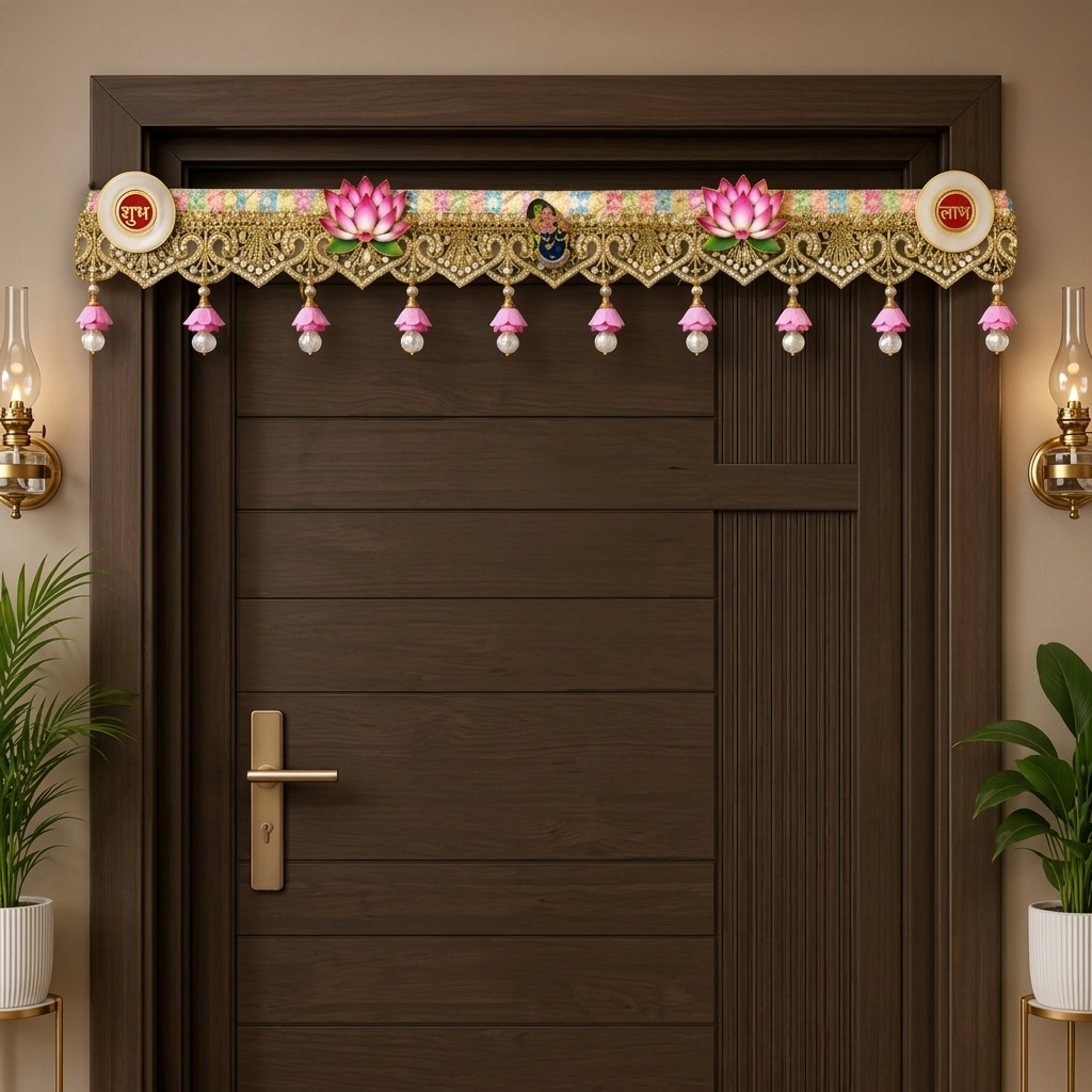 Shreenathji Door Hanging Toran – Handmade Festive Doorway Decoration for Home, Mandir & Entrance | 38 Inch
