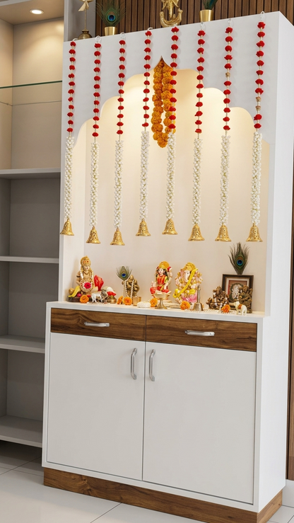 Handmade Red Foam Flower Toran – Artificial Floral Garland for Home, Temple & Door Decoration | Pack of 4