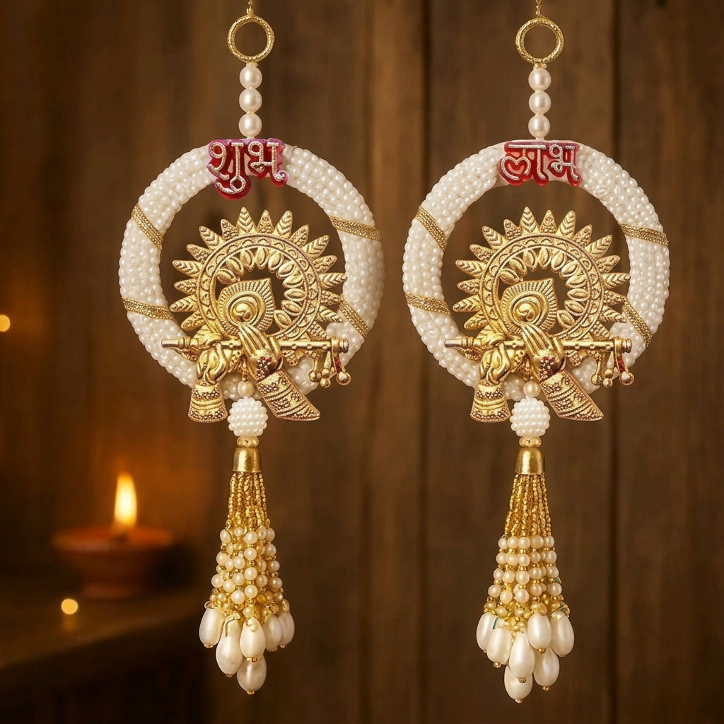 Shubh Labh Wall Hanging Decoration – Traditional Festive Decor for Main Door, Home Mandir & Pooja Room | 10 Inch