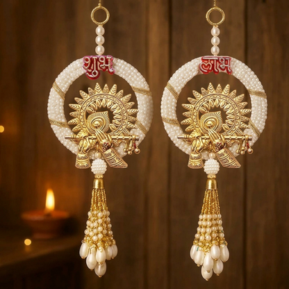 Shubh Labh Wall Hanging Decoration – Traditional Festive Decor for Main Door, Home Mandir & Pooja Room | 10 Inch