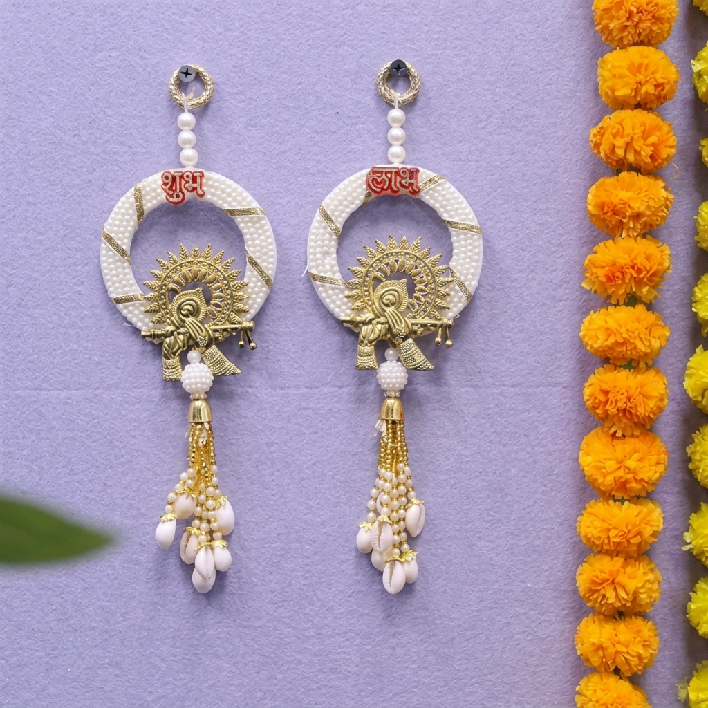 Shubh Labh Wall Hanging Decoration – Traditional Festive Decor for Main Door, Home Mandir & Pooja Room | 10 Inch